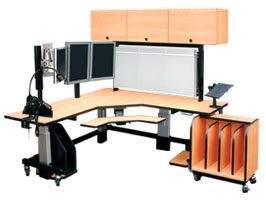 Corner Single Tier w/ Flipper Cabinet, Illuminators, Height Adjustable PACS Monitors